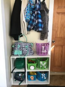 front entryway organizational system for children Providence Moms Blog