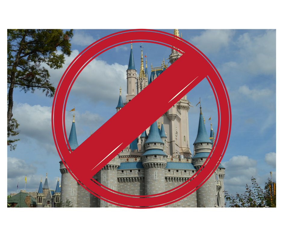 Cinderella's castle with a "don't" sign on it Providence Moms Blog