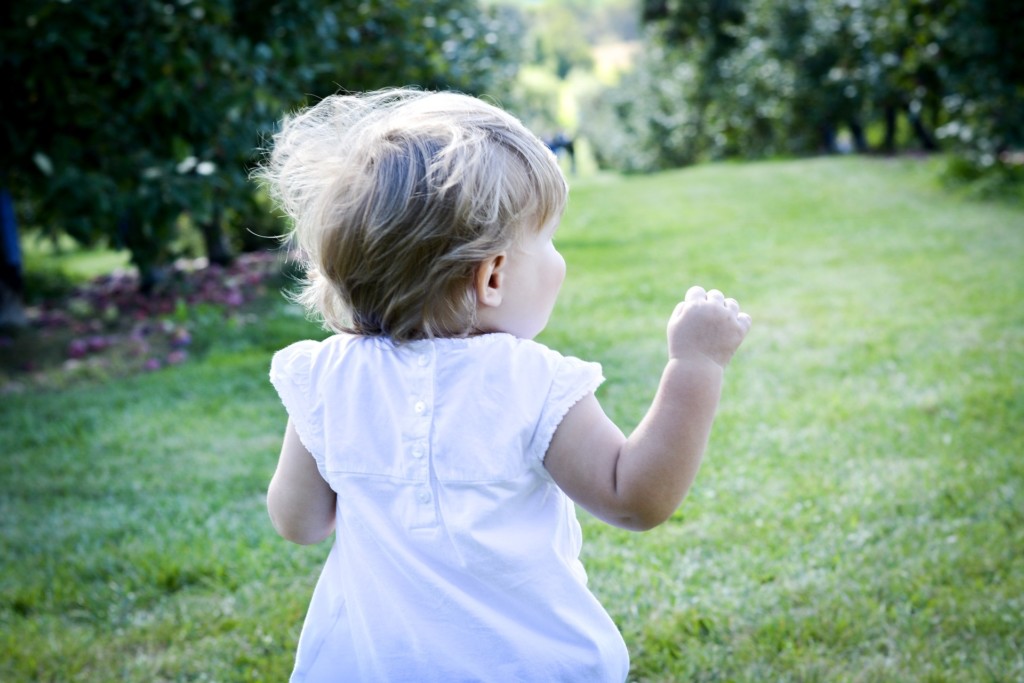 toddler walking on grass Providence Moms Blog
