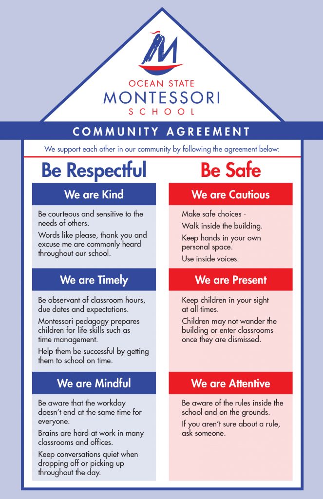 Community Agreement Poster from Ocean State Montessori School