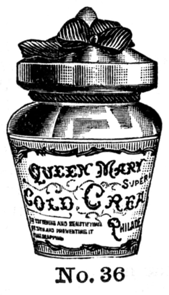 a black and white illustration of a jar of coldcrem
